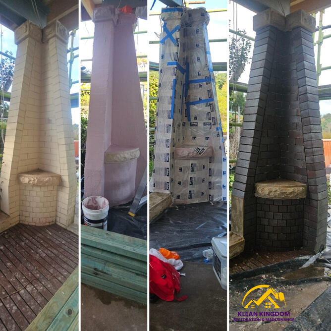 Heritage brick & sandstone pillar restoration, Hunters Hill — from paint stripping to final protective coating Heritage brick and sandstone pillar restoration Hunters Hill Sydney — before and after paint stripping and coating